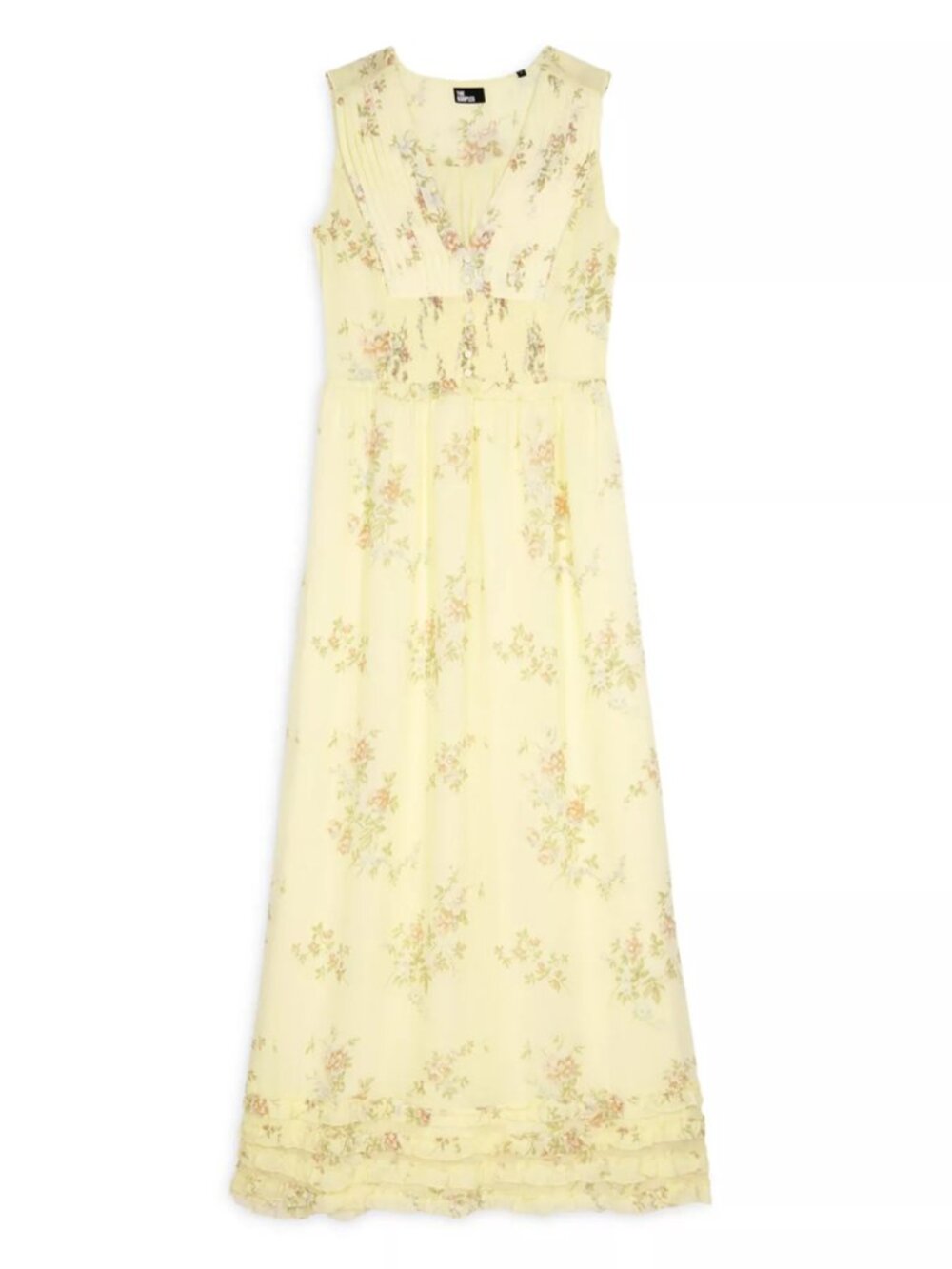 The Kooples V Neck Ruffle Maxi Dress Yellow Size 1 S NWT - Picture 4 of 5